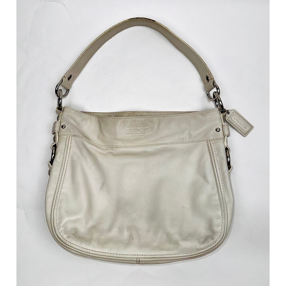 Coach Zoe Cream Leather Shoulder Bag